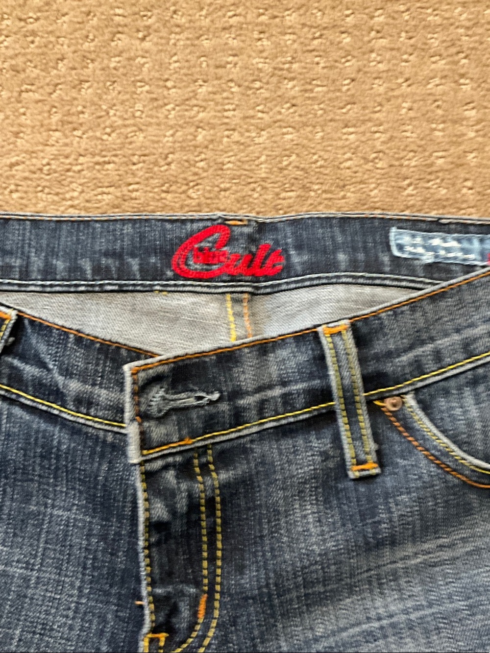 BLUE CULT Denim Jeans - Dark Blue with Yellow Stitching